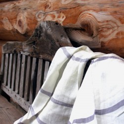 Serviette xxl de plage ou de douche en lin à rayures grises