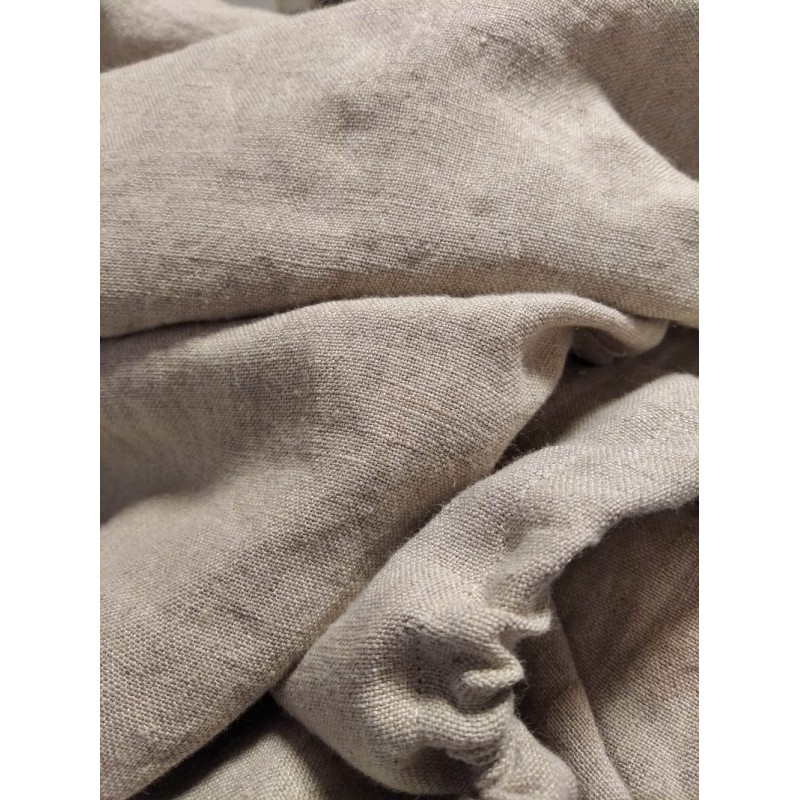 Grand Drap Festonné En Lin Fin Avec Broderie Main et Monog