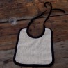 Bavoir pour bébé en lin naturel et noir