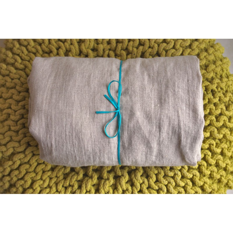 Drap plat basique en lin beige