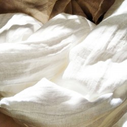 Bande de tissu 100% lin blanc lavé