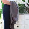 Mega serviette de plage en lin gris nid d'abeille