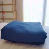 Drap plat en lin bleu foncé