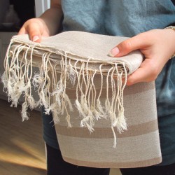 Fouta en lin beige