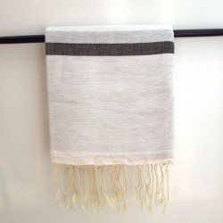 Serviette de plage en lin noire et blanche