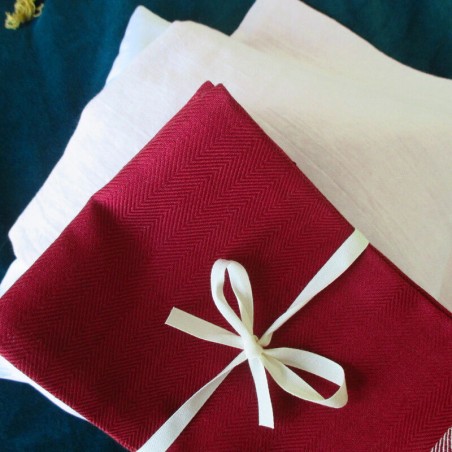 Lot De 2 Torchons De Cuisine En Coton Premium - Motif Poule Et Coq Rouge - 50x70 Cm