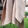 Serviette de bain rose nid d'abeille en lin