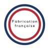 Logo fabrication française avec drapeau bleu blanc rouge