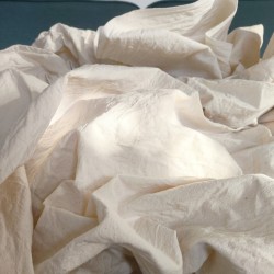 Drap en métis de lin couleur crème ancien