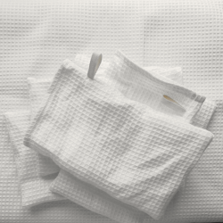 Gant de toilette blanc en lin gaufré
