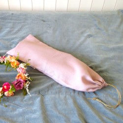 Sac à pain rose douceur en pur lin 20 x 52 cm