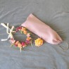 Sac à pain rose pale en pur lin francais 20 x 52 cm