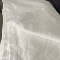 Grand drap blanc ancien en métis de lin coton blanc