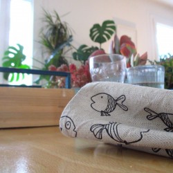 Torchon 100% lin à motifs