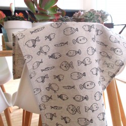 Torchon 100% lin avec des motifs poisson