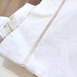 Drap plat ancien en métis de lin 200 cm x 280 cm blanc