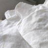 Drap ancien blanc brodé HM