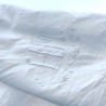 Drap ancien blanc brodé avec monogramme HM en métis de lin 200 cm x 300 cm