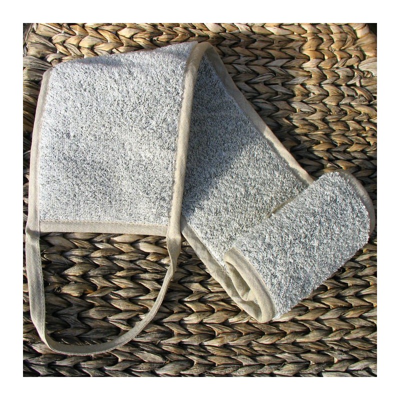 Sangle de gommage en lin gris