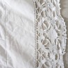 Drap blanc en métis 225 x 330 cm avec dentelle et jour échelle