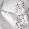 Drap blanc en métis 225 x 330 cm avec dentelle et jour échelle
