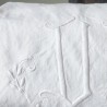 Drap blanc en métis 218 x 305 cm Brodé