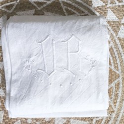 Très beau Drap blanc en métis de lin d'occasion