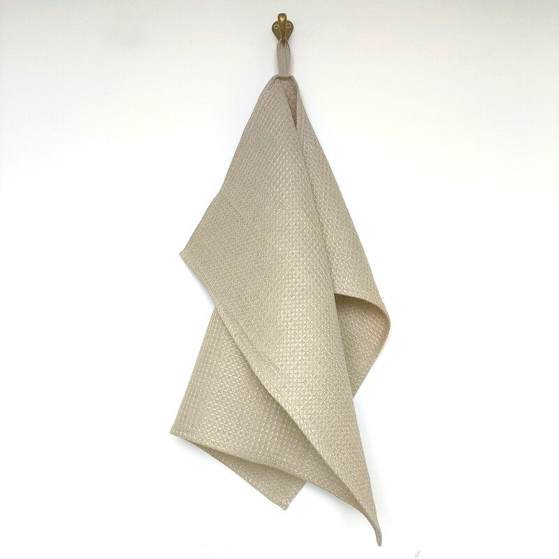 Essuie-main en lin nid d'abeille naturel 45 x 52 cm