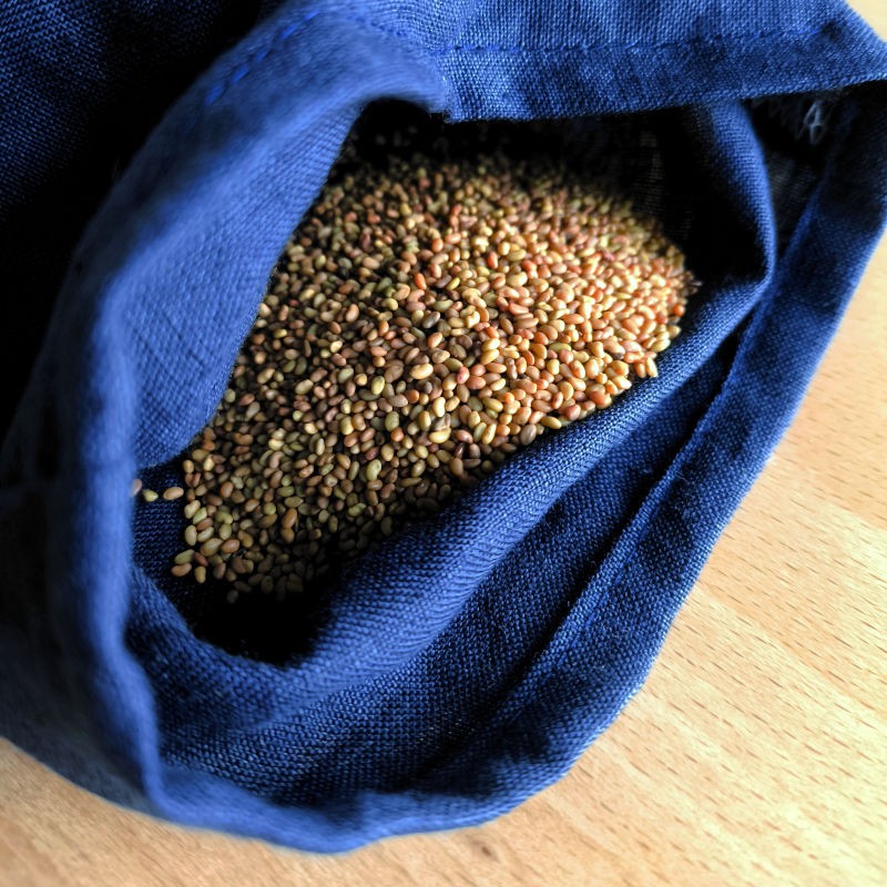 Sac germoir en lin bleu marine