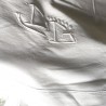 Drap blanc en métis Brodé L et G