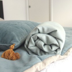 Housse de couette pur lin lavé Vert Eucalyptus