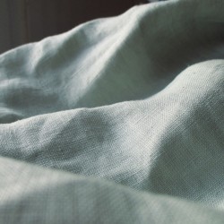 Tissu de Drap-housse pur lin lave Vert Eucalyptus
