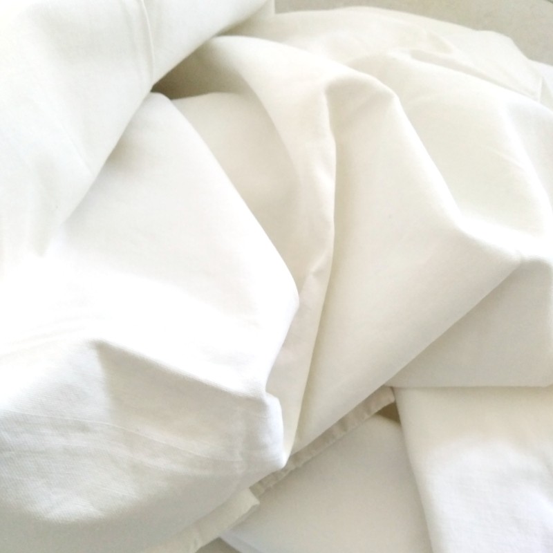 Grand drap blanc ancien en lin