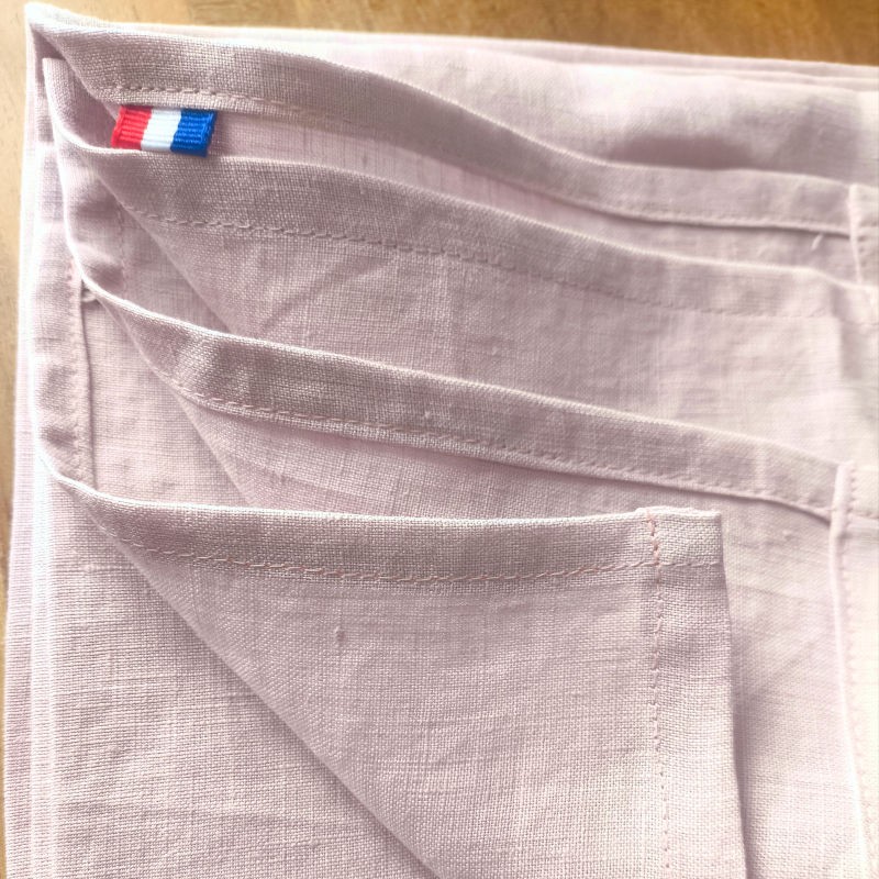 Essuie-main en lin rose Made in France