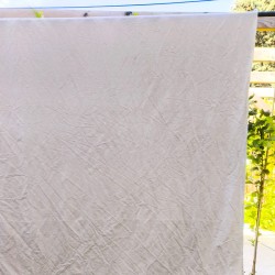 Drap plat ancien en chanvre écru 185 cm x 277 cm broderie VR