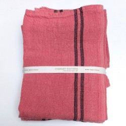 Torchon de cuisine Charvet Editions couleur rose en pur lin épais