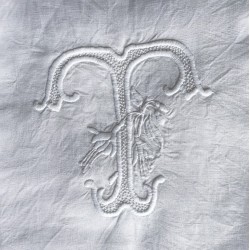 Drap blanc en lin 202 x 252 cm avec jour échelle original