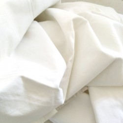 Drap plat ancien en métis de lin 205 cm x 305 cm blanc