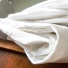 Drap plat ancien en métis de lin blanc