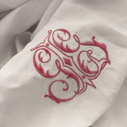 Drap blanc en lin 240 x 333 cm avec jour échelle croisé