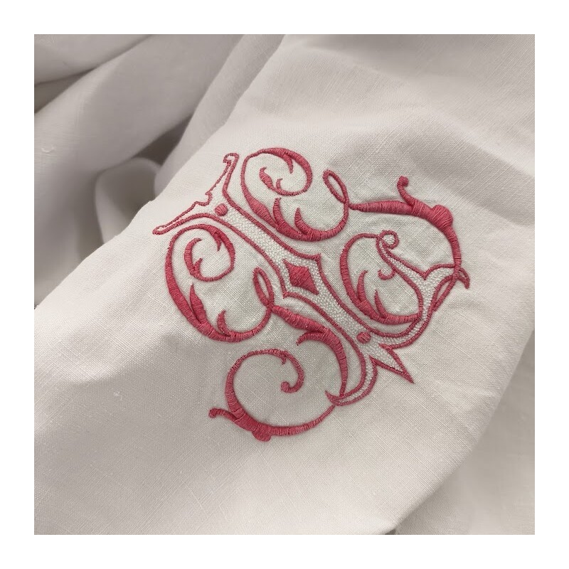 Drap blanc en lin 240 x 333 cm avec jour échelle croisé