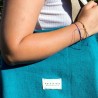 Sac en lin bleu paon fabriqué en Haute-Savoie