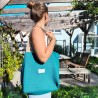 Sac en lin bleu paon fabriqué en Haute-Savoie