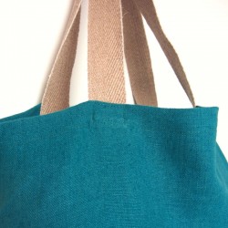 Sac en lin bleu paon fabriqué en Haute-Savoie