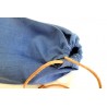 Sac à pain en lin bleu et cuir Hélène